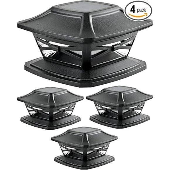 Lighting Solar Outdoor Post Cap Lights - Includes Bases for 4x4 5x5 6x6 Wooden - Picture 7 of 14